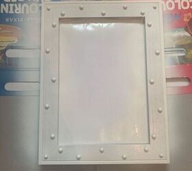 picture frame upcycle with pearl beads and spray paint