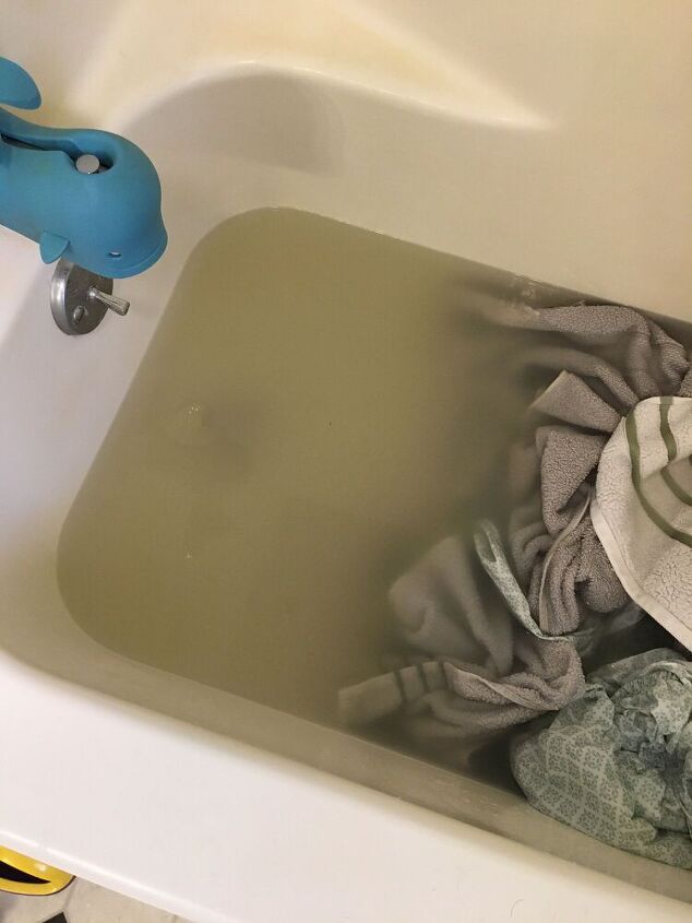 sheet towel stripping how to, Draining the dirty water Ew