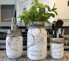Painted & distressed Mason jars
