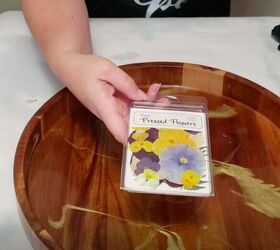 decorate a diy resin tray with pressed flowers for custom home decor, Add Pressed Flowers