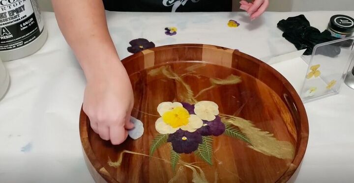 decorate a diy resin tray with pressed flowers for custom home decor, Dip in Resin