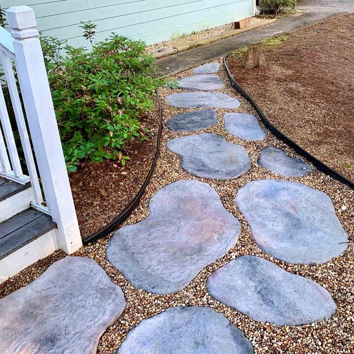 diy large concrete stepping stones shaped like natural stone