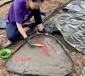 diy large concrete stepping stones shaped like natural stone