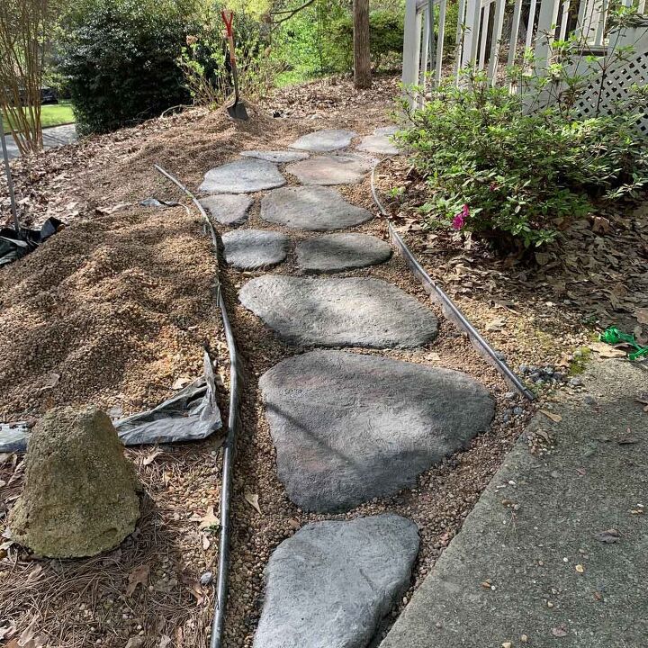 diy large concrete stepping stones shaped like natural stone