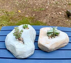 make a diy faux rock planter from cement