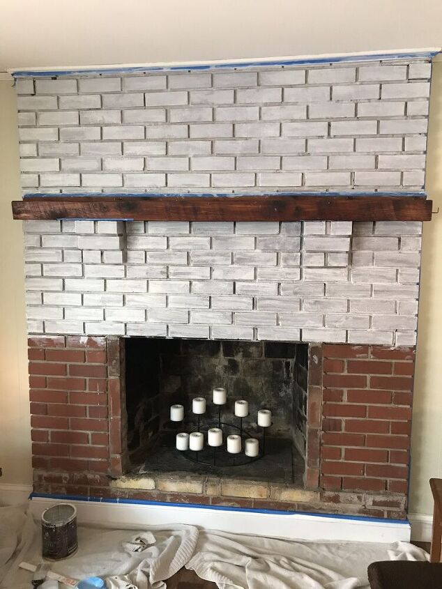 How To Whitewash Painted Brick Fireplace Diy Hometalk