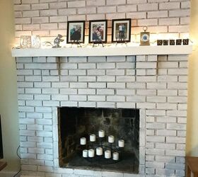 Whitewash Painted Brick Fireplace