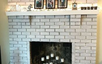 Whitewash Painted Brick Fireplace