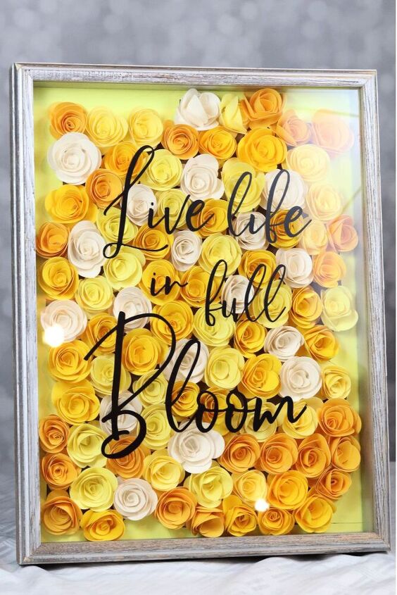 rolled paper flower shadow box