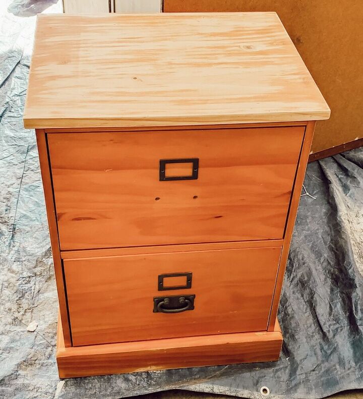 thrifted file cabinet makeover using stencils and paint