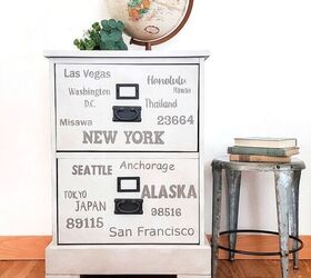thrifted file cabinet makeover using stencils and paint