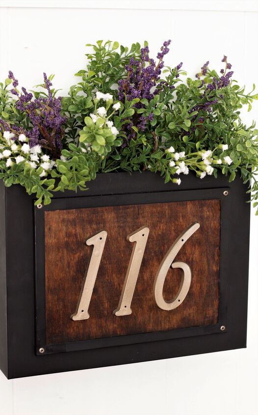 make your front yard stand out with these 15 diy planter box ideas, Create a house number planter box