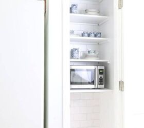 s 10 genius kitchen storage ideas that are better than cabinets, Hidden Microwave Storage