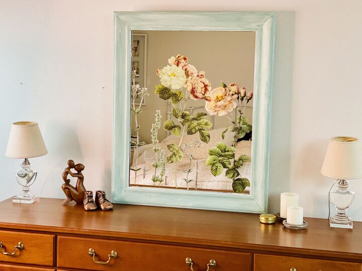13 mejoras en el hogar con plantillas transferencias decorativas y grficos de papel, Espejo con calcoman a floral