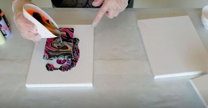 update your light switch plates with this simple paint pour project, Continue Pouring
