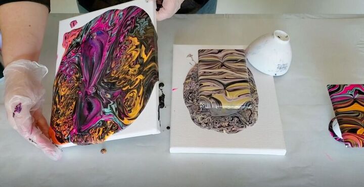 update your light switch plates with this simple paint pour project, Tilt the Canvas