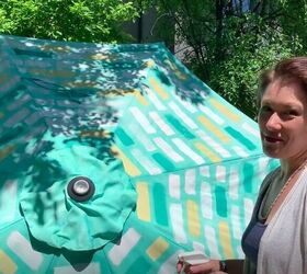 revamp an old patio umbrella with this diy painted umbrella makeover