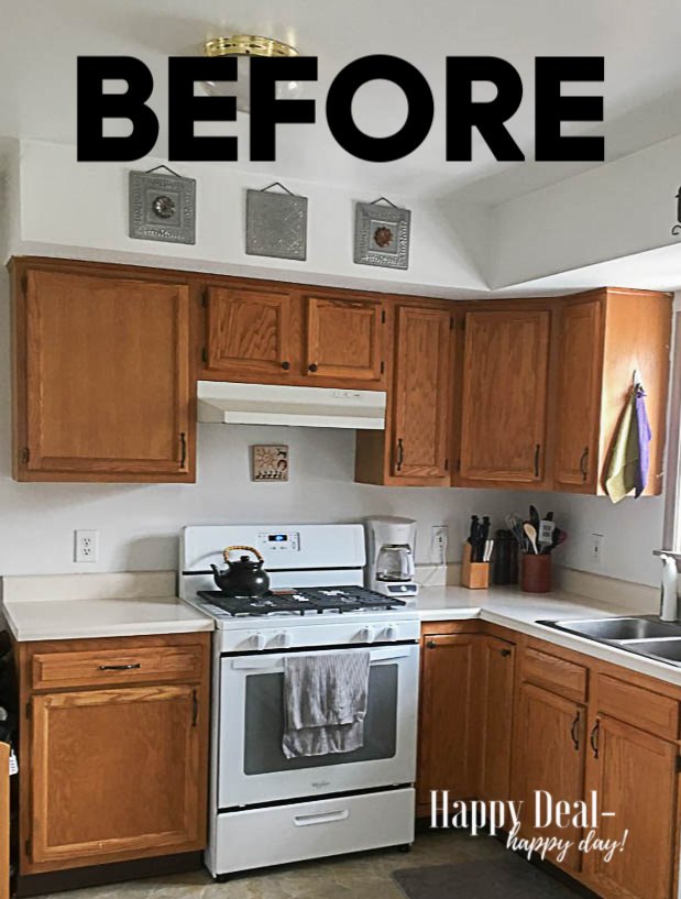 10 farmhouse kitchen makeover ideas on a budget, Kitchen Cabinets Makeover without Sanding