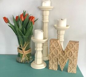 10 pottery barn inspired diy rustic home decor ideas, Table Leg Candle Holders