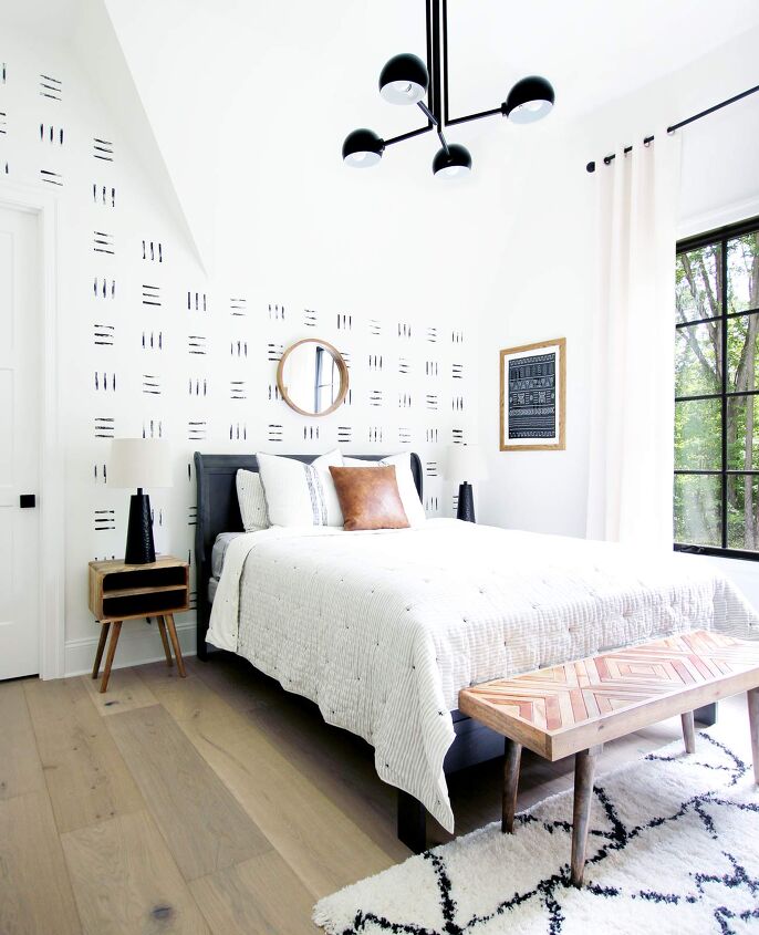 20 formas asequibles de convertir tu dormitorio en un espacio en el que puedas, Papel pintado de imitaci n f cil de hacer
