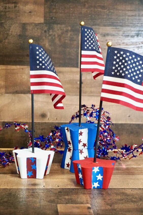 s 10 diy budget friendly july 4th party decor ideas, 4th of July Cement Flag and Sparkler Holder
