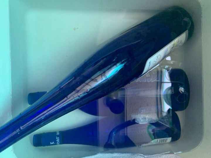 water fountain from wine bottles