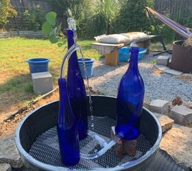 water fountain from wine bottles
