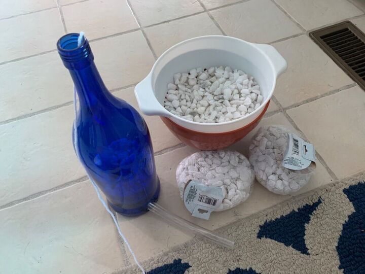 water fountain from wine bottles