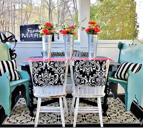 18 gorgeous ways to add tons of color to your old furniture, Table with a Painted Faux Runner