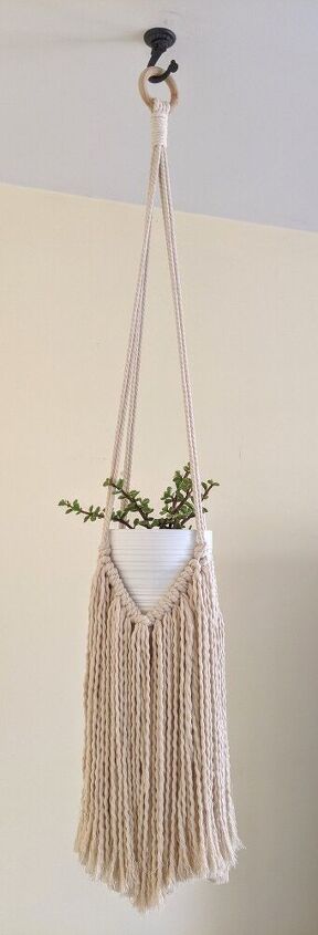 beginners modern macrame plant hanger with fringe for a fun boho vibe