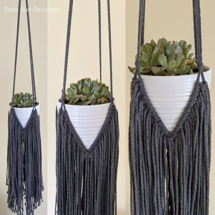 beginners modern macrame plant hanger with fringe for a fun boho vibe