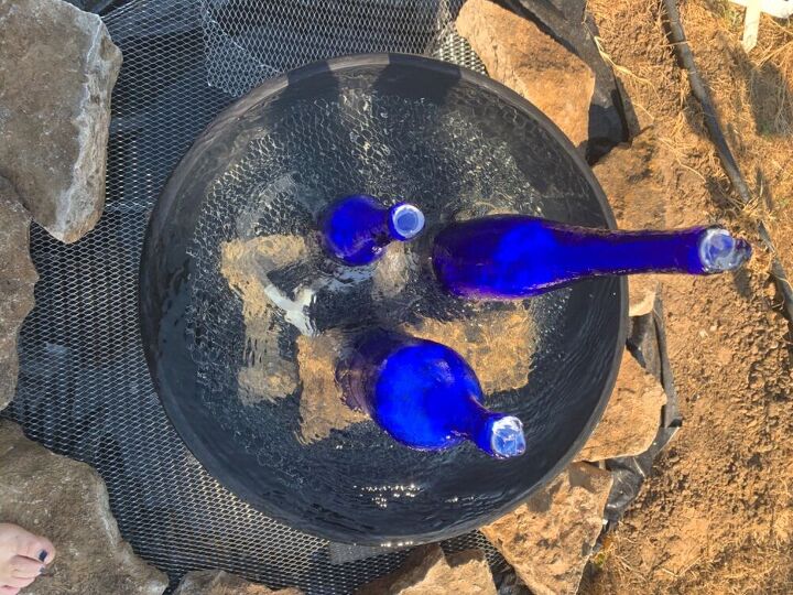 water fountain from wine bottles