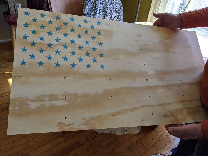 how to make a diy wooden american flag for your heroes, Making the flag base with stars
