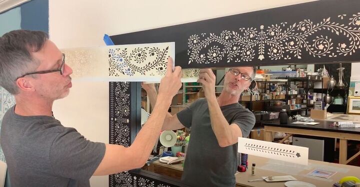 take a mirror from basic to unique with a bone inlay stencil technique, Repeat