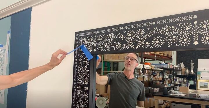 take a mirror from basic to unique with a bone inlay stencil technique, Remove the Tape