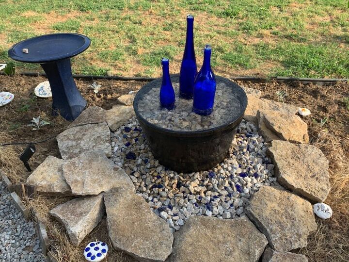 water fountain from wine bottles