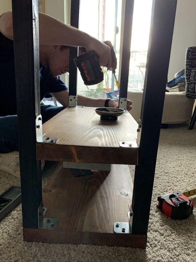 narrow storage table for laundry room