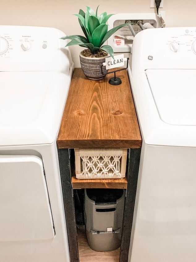 narrow storage table for laundry room