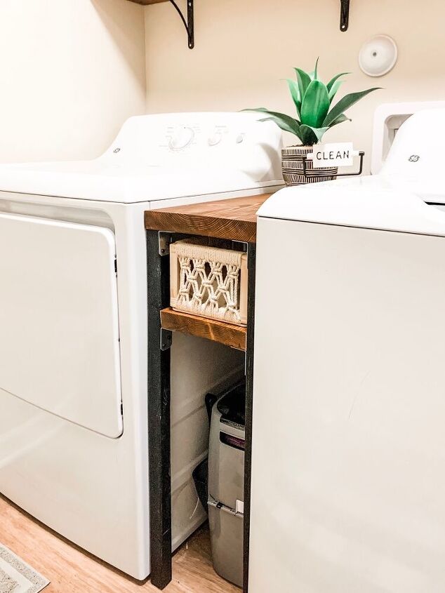 narrow storage table for laundry room