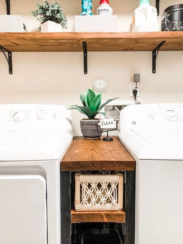 narrow storage table for laundry room