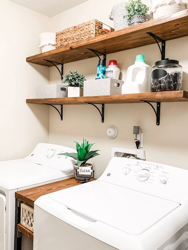 narrow storage table for laundry room