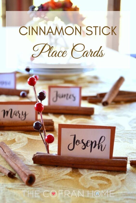 s we are thankful for these beautiful thankgiving diy tablescapes ideas, Cinnamon Stick Place Cards