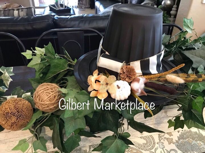 estamos agradecidos por estas hermosas ideas de decoracin de mesas para el da de, Sombrero de peregrino de Dollar Tree para el D a de Acci n de Gracias