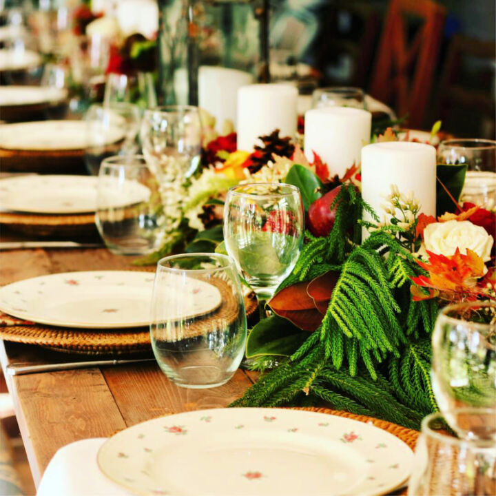 s we are thankful for these beautiful thankgiving diy tablescapes ideas, Super Long Thanksgiving Centerpiece