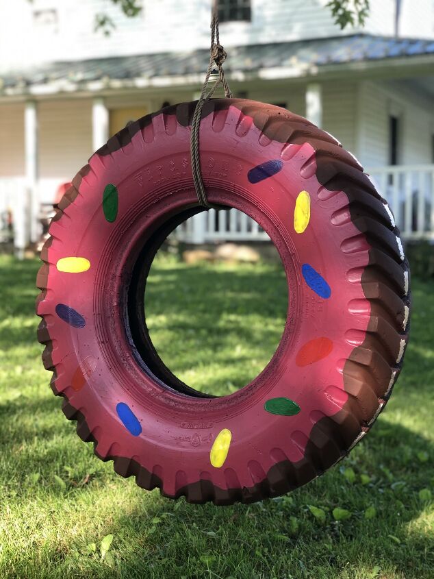 s 9 fun diys that ll keep the kids active during summer vacation, Paint a donut tire swing