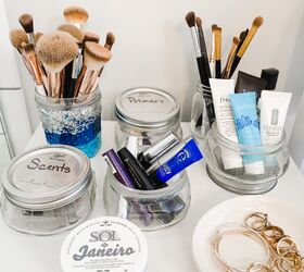 20 pretty things you can make with a glass jar this week, Bathroom organization