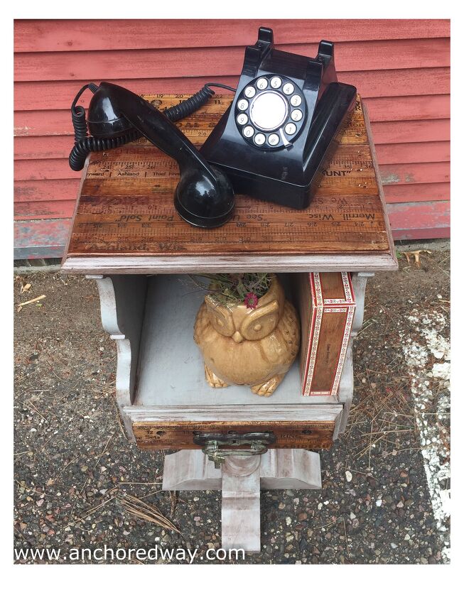 vintage phone table makeover