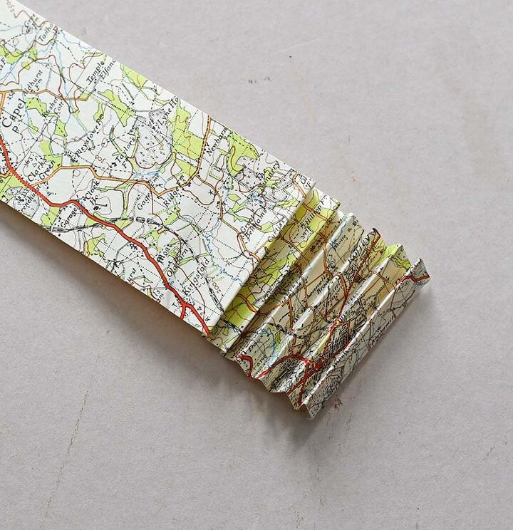 upcycled road map door decoration