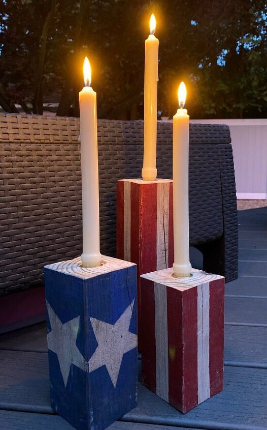 red white and blue candle sticks