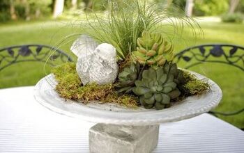 Faux Concrete Birdbath Centerpiece -- Decor Accessory